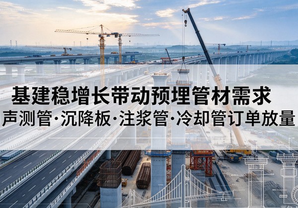 上犹基建稳增长带动预埋监测管材需求，声测管、沉降板、注浆管订单持续放量